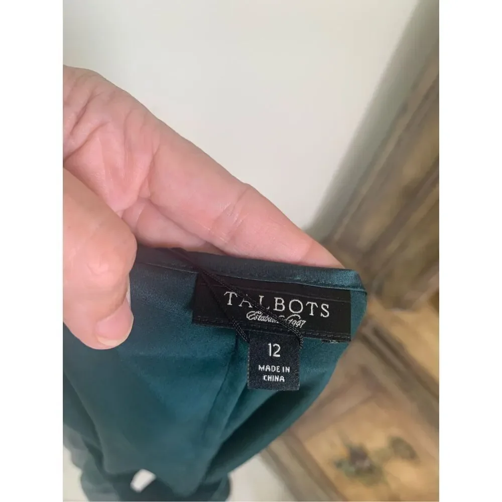 NWT Talbots 100% Silk Hunter Green Layered Look Scoop Neck Tank Top - Picture 4 of 9